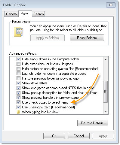 Checkbox Selection Option