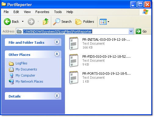 Port Reporter Logs