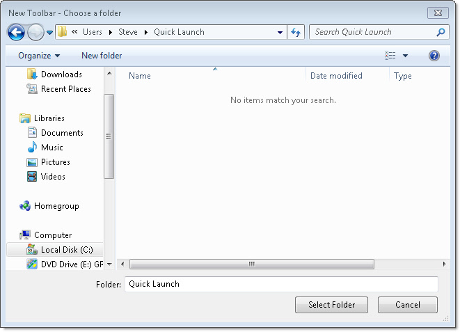 Tool Bar Folder